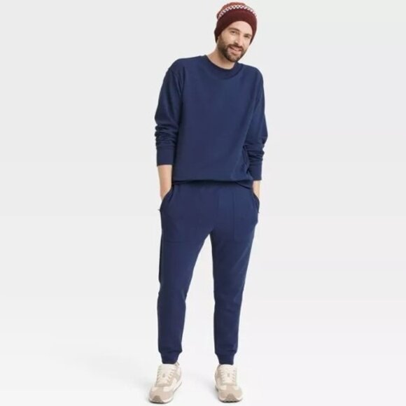 Mens Navy Blue Heavy Waffle Joggers - All In Motion Size XXL - Picture 1 of 3